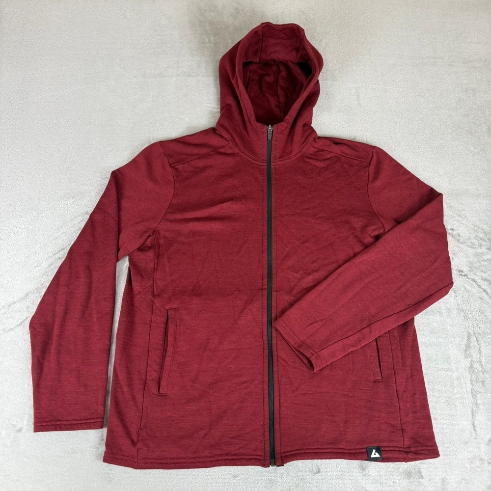 American Giant Full Zip Hoodie Mens Large Maroon Red Merino Wool USA NWOT Defect